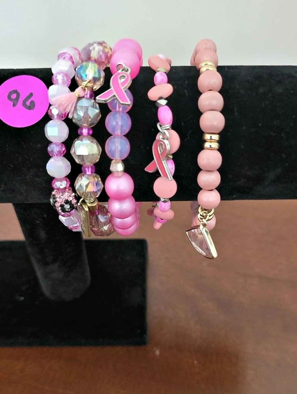 Erimish Limited Edition Breast Cancer Pink Beaded Bracelet Set